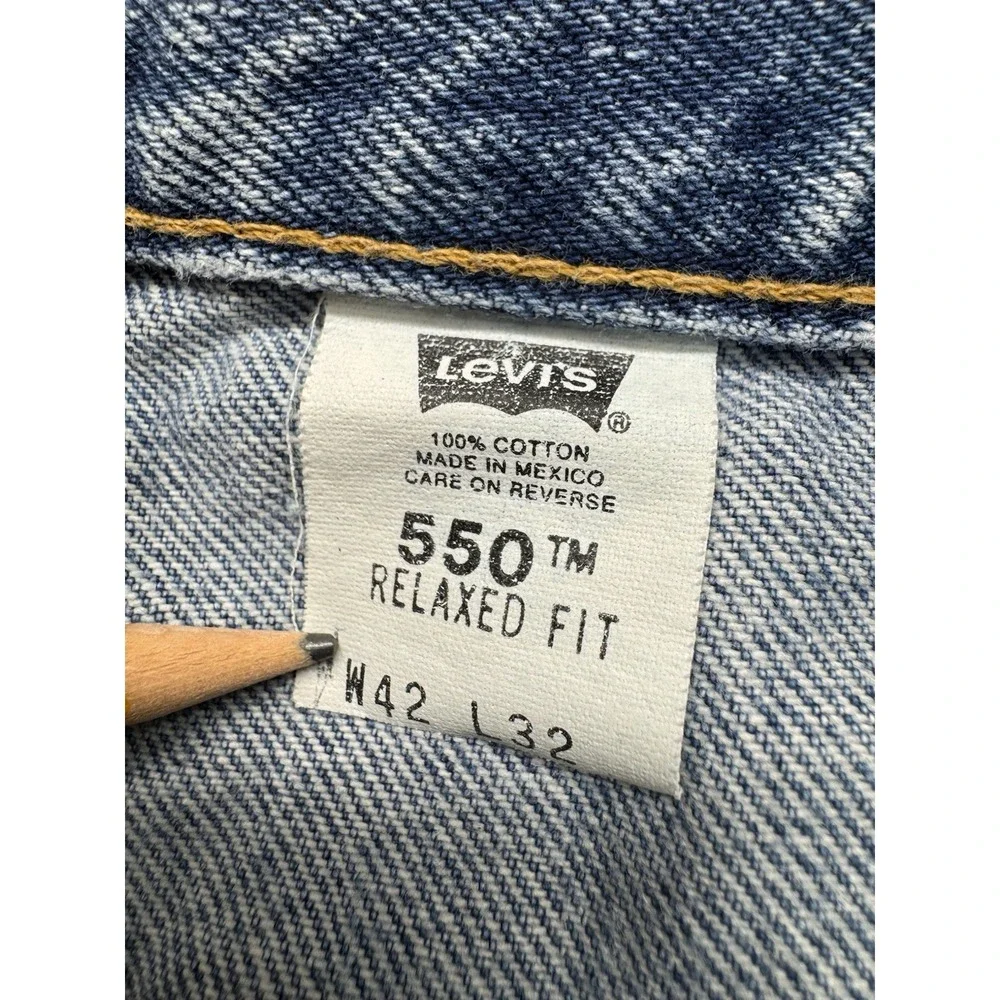 Levi's‎ 550 Jeans Vintage Y2K Relaxed Fit Thrashed Distressed Denim 42X32 *SEE